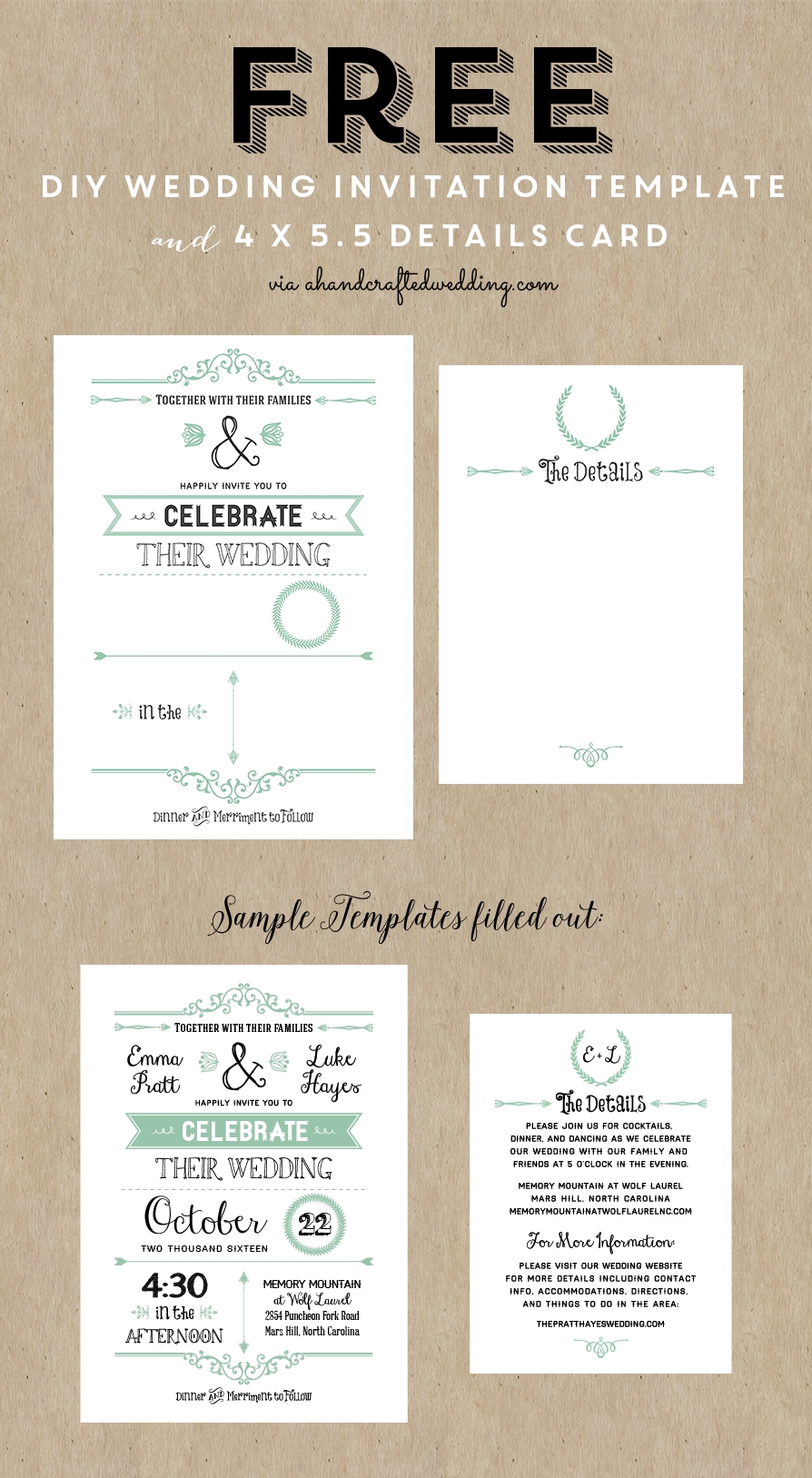 Free Printable Wedding Invitation Template Wedding Wedding 