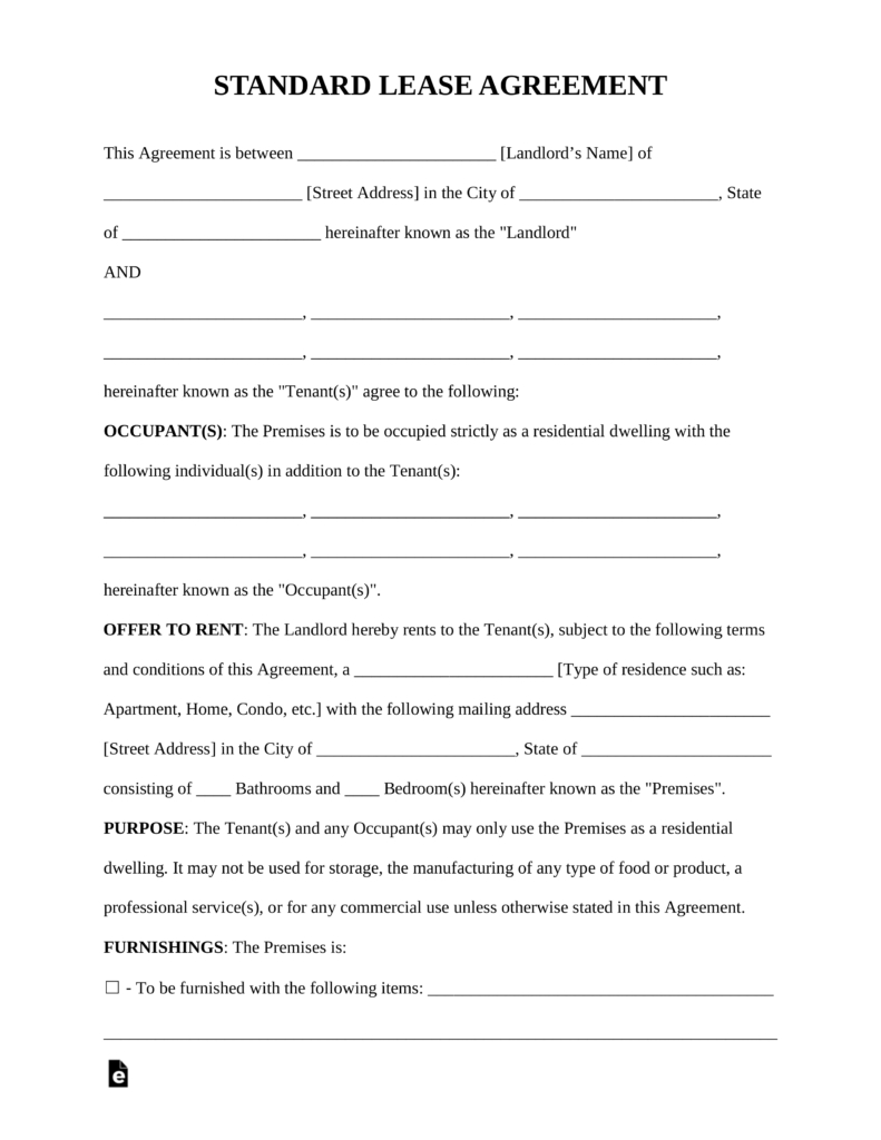 Free Rental Lease Agreement Templates Residential Commercial 