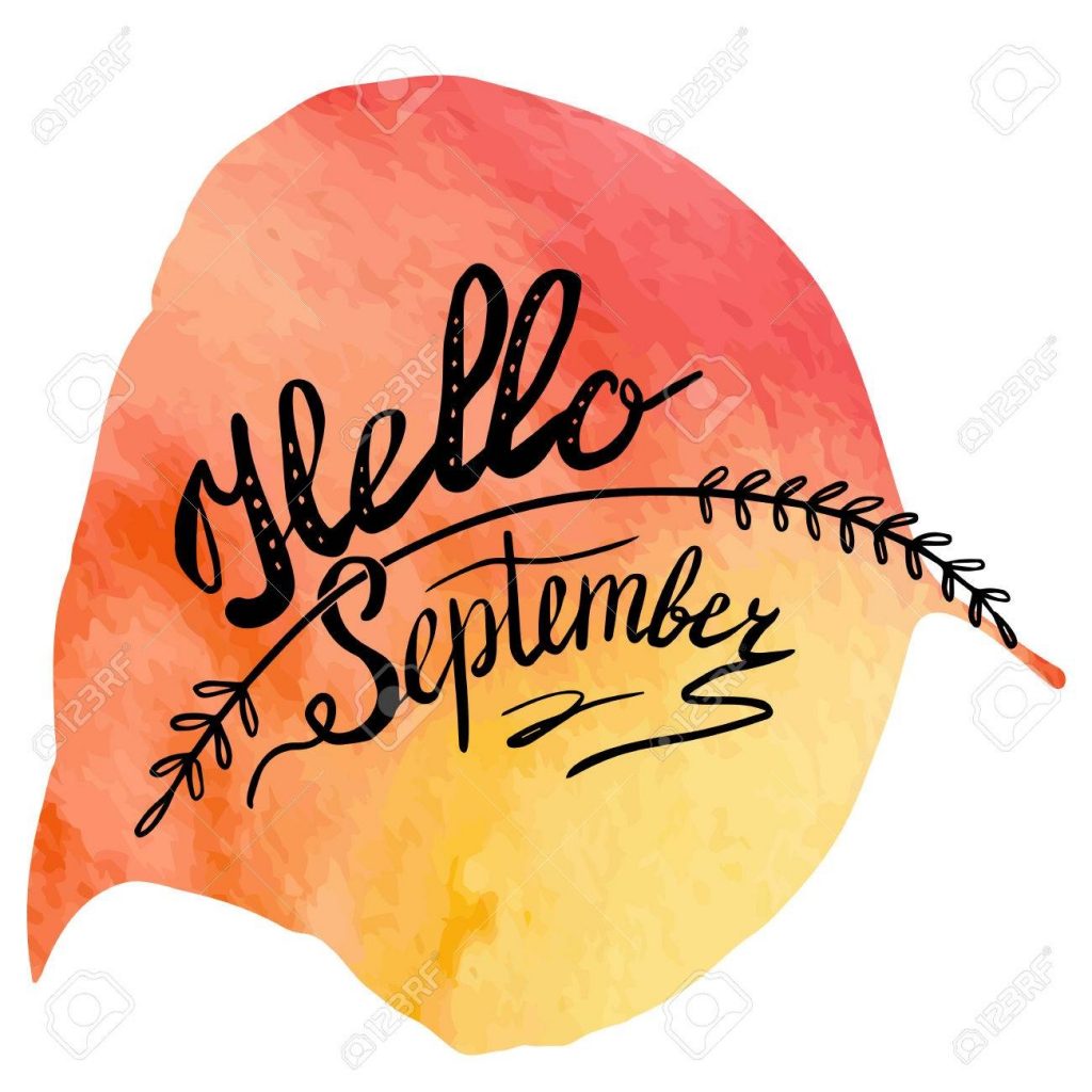 Hand Written Phrase Hello September On Abstract Hand Painted