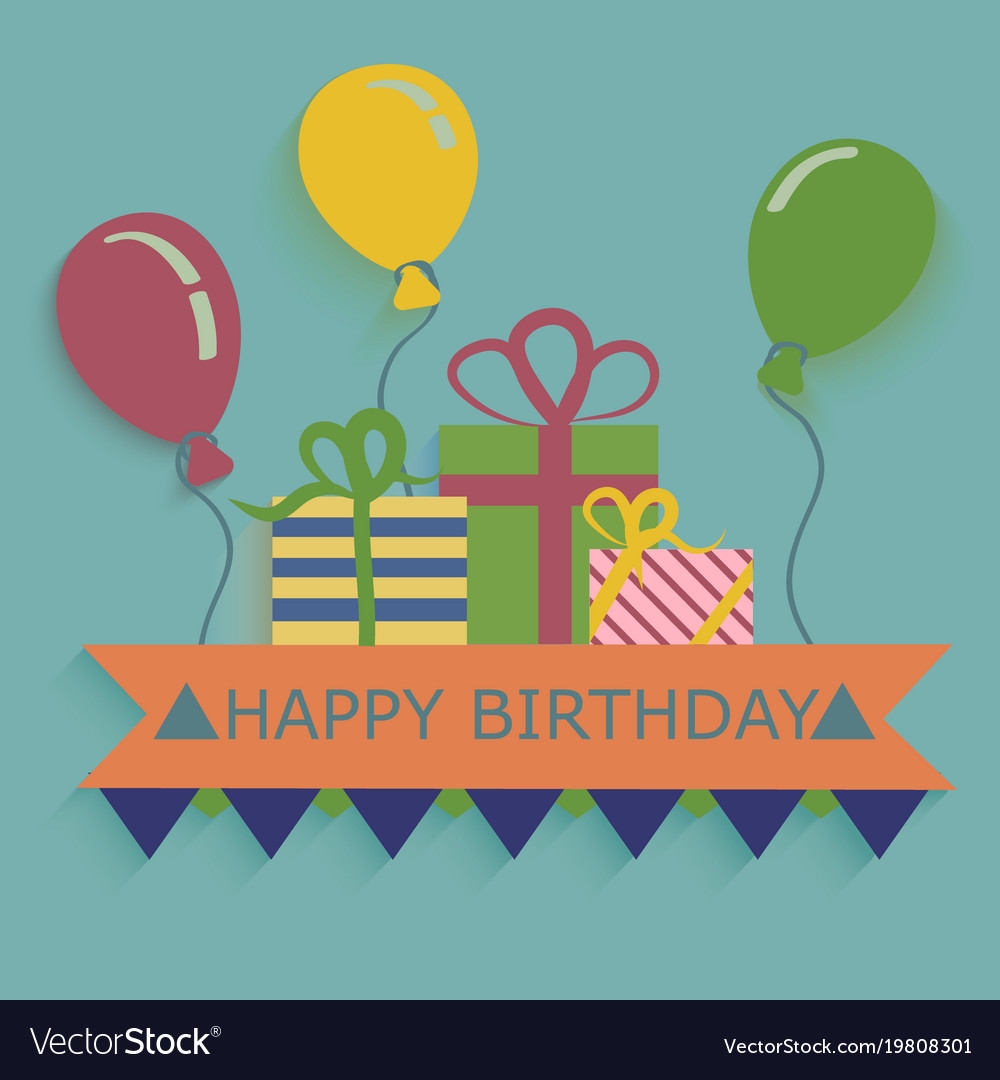 Happy Birthday Card Design Template Balloon Vector Image 