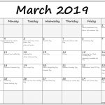 Holidays Calendar March 2019 Marchcalendar Holidayscalendar