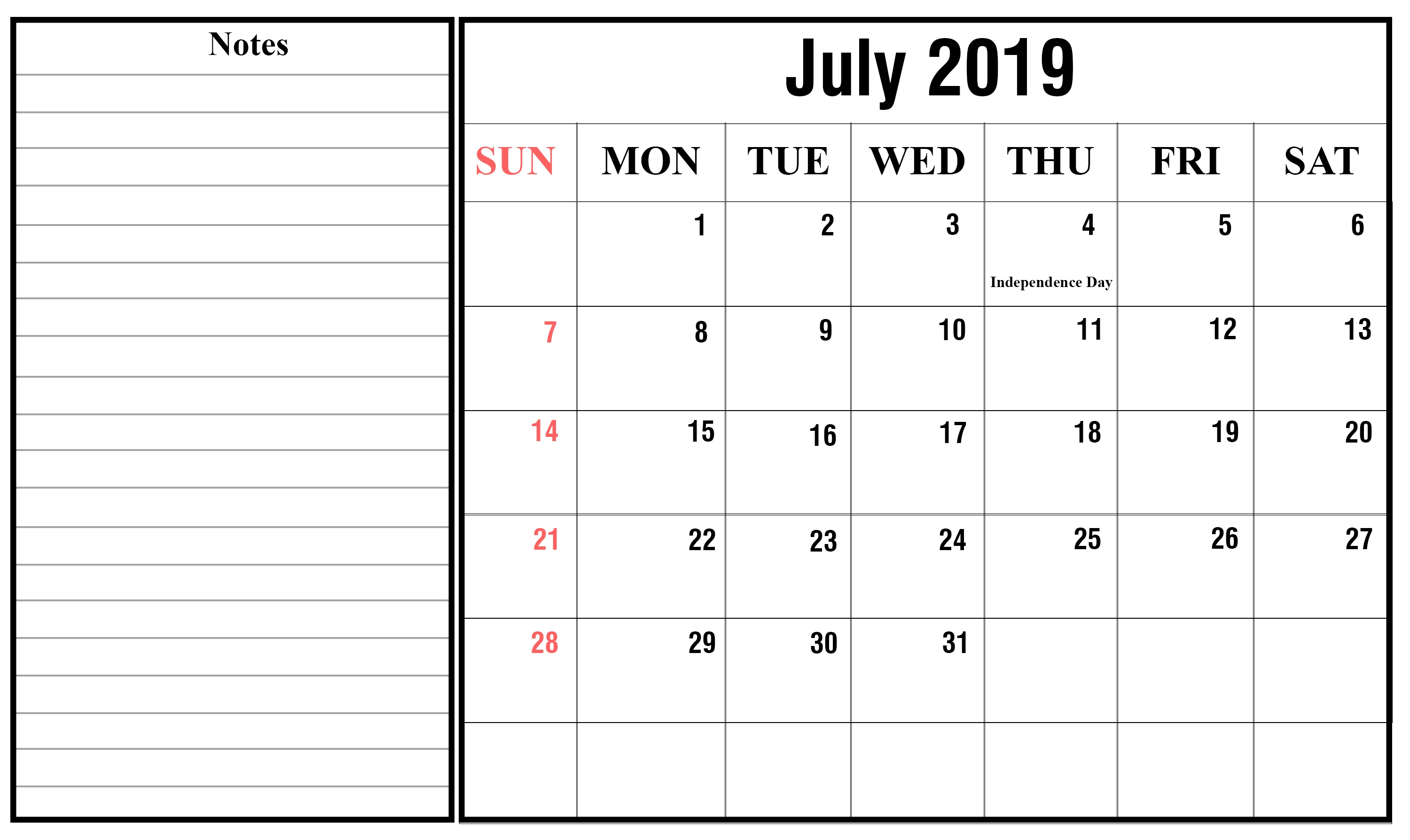 How To Schedule Your Month With July 2019 Printable Calendar How