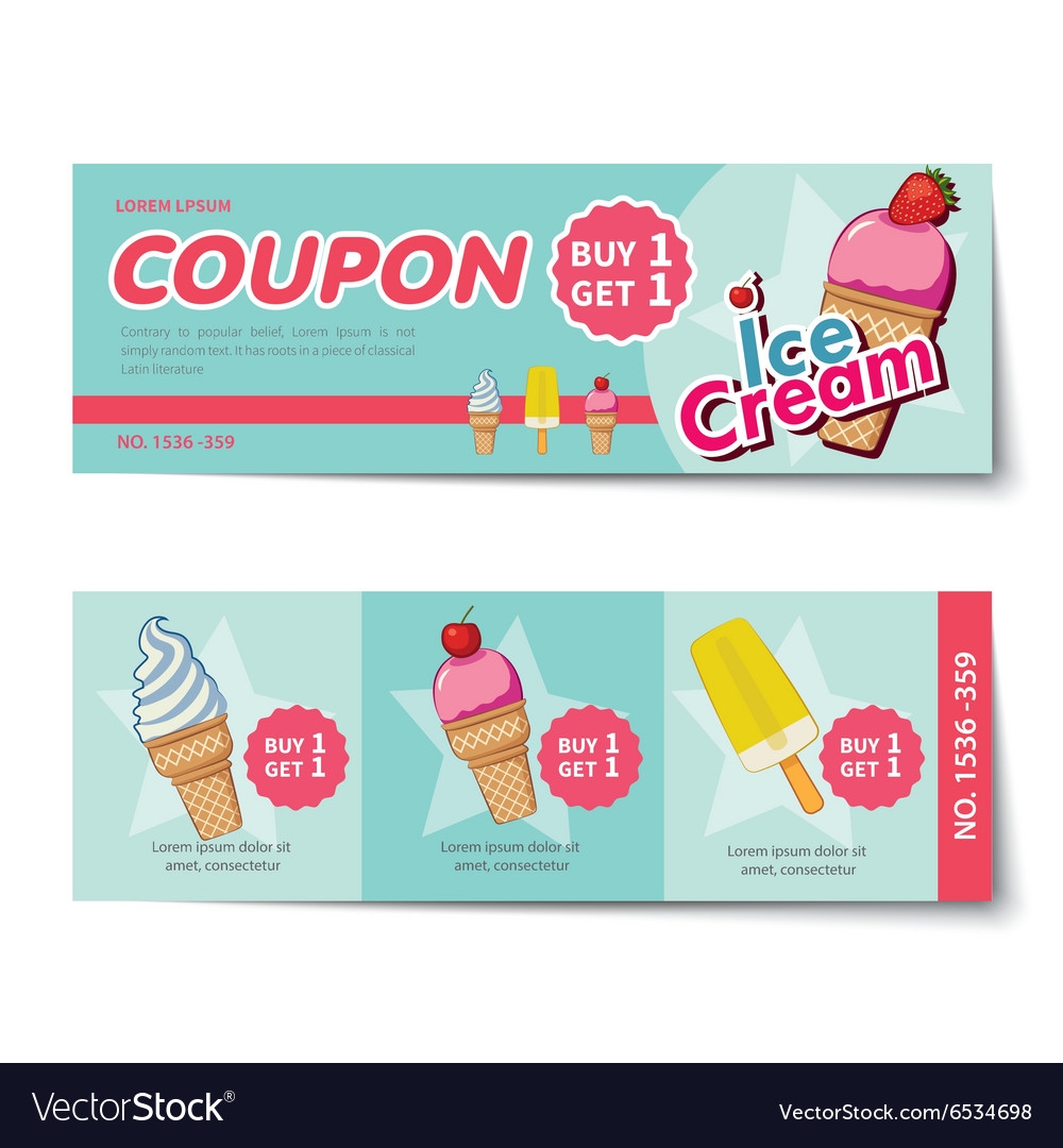 Ice Cream Coupon Discount Template Flat Design Vector Image 