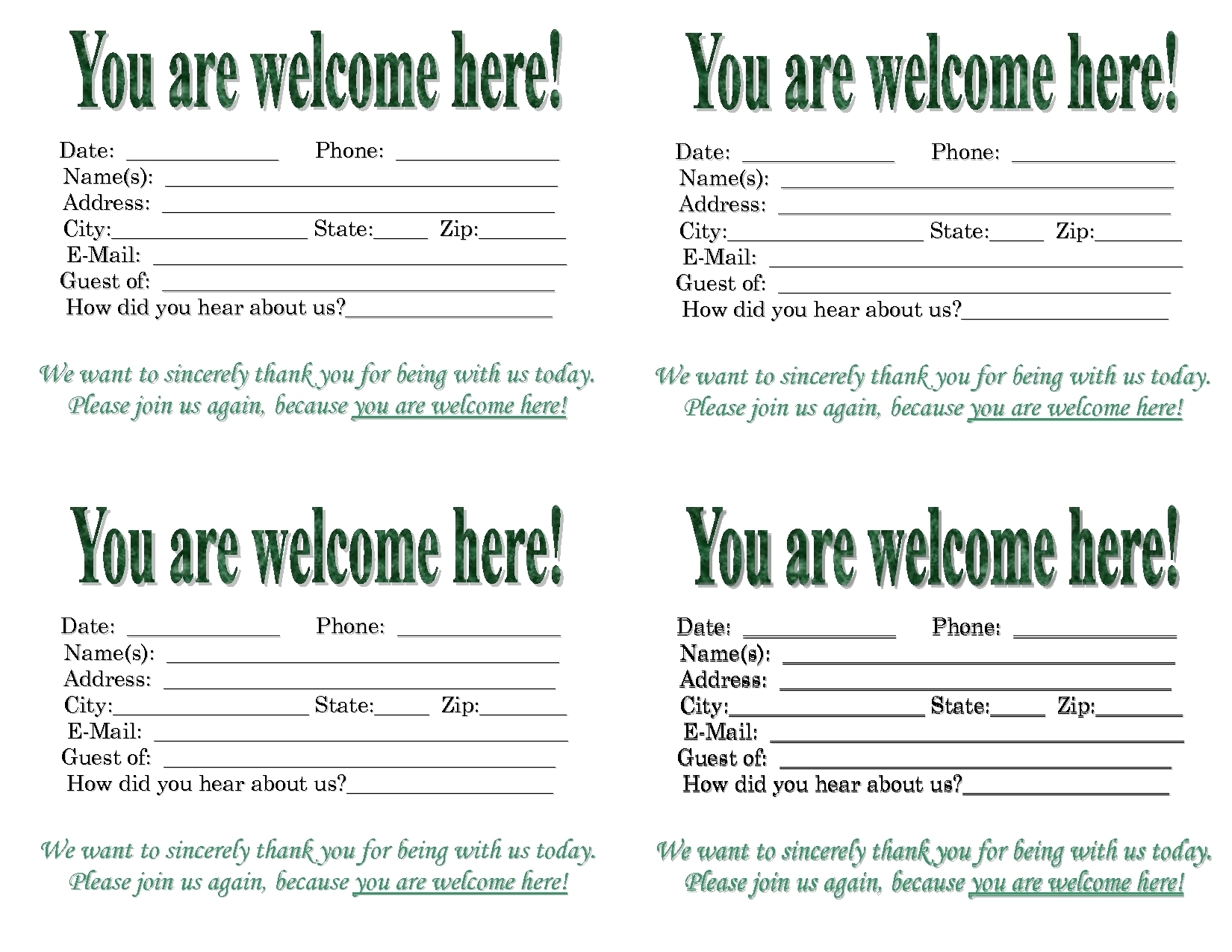 Ideas For Church Visitor Card Template Of Your Service Wosing 