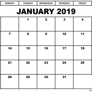 January 2019 Calendar Blank Editable Printable Calendar 2019