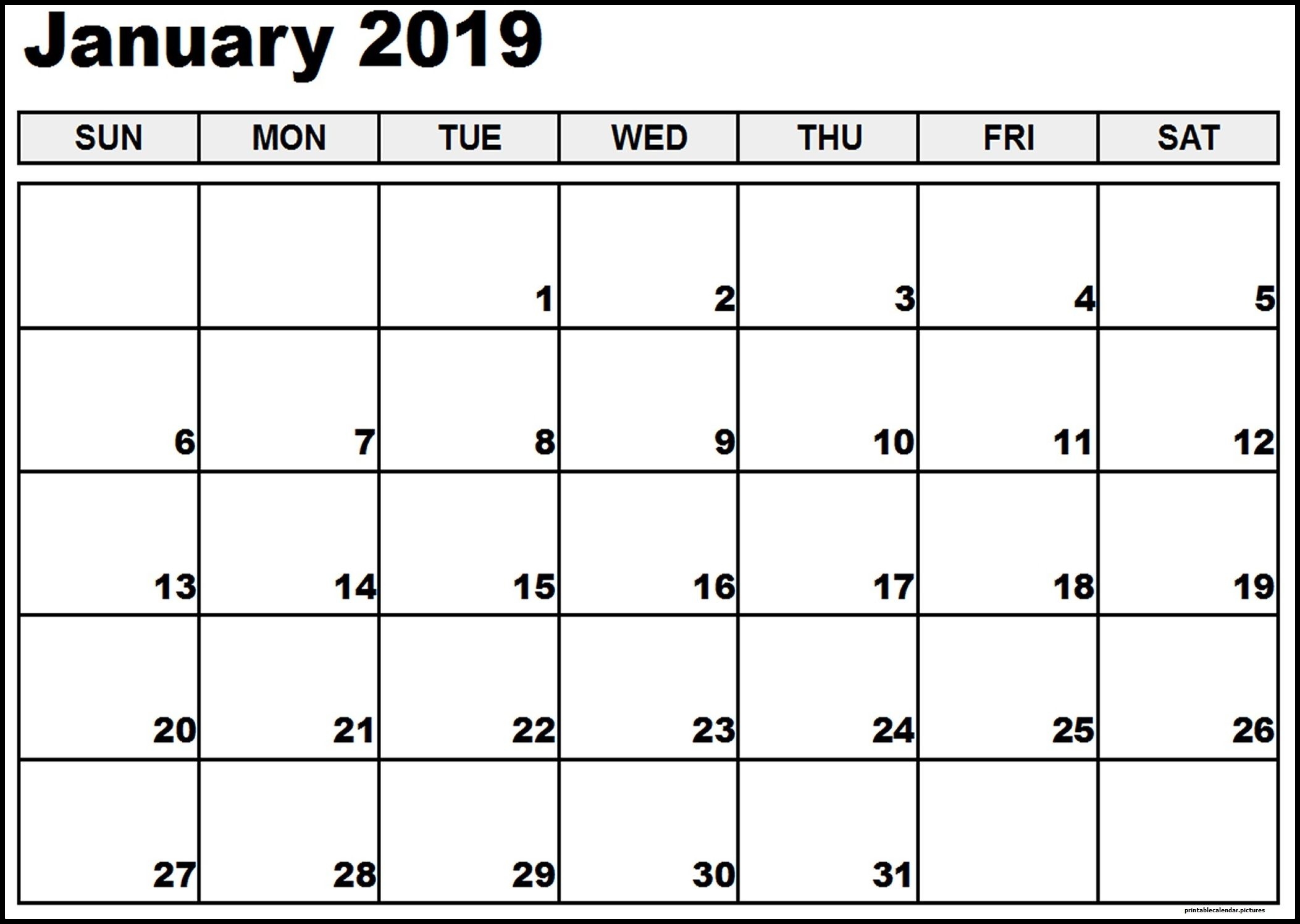 January 2019 Calendar Printable Pdf Template Free 150 January 