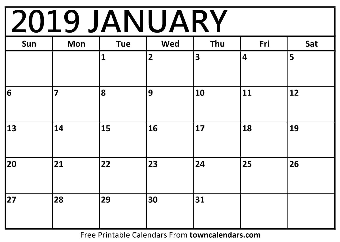 free printable january 2019 calendar template | Qualads