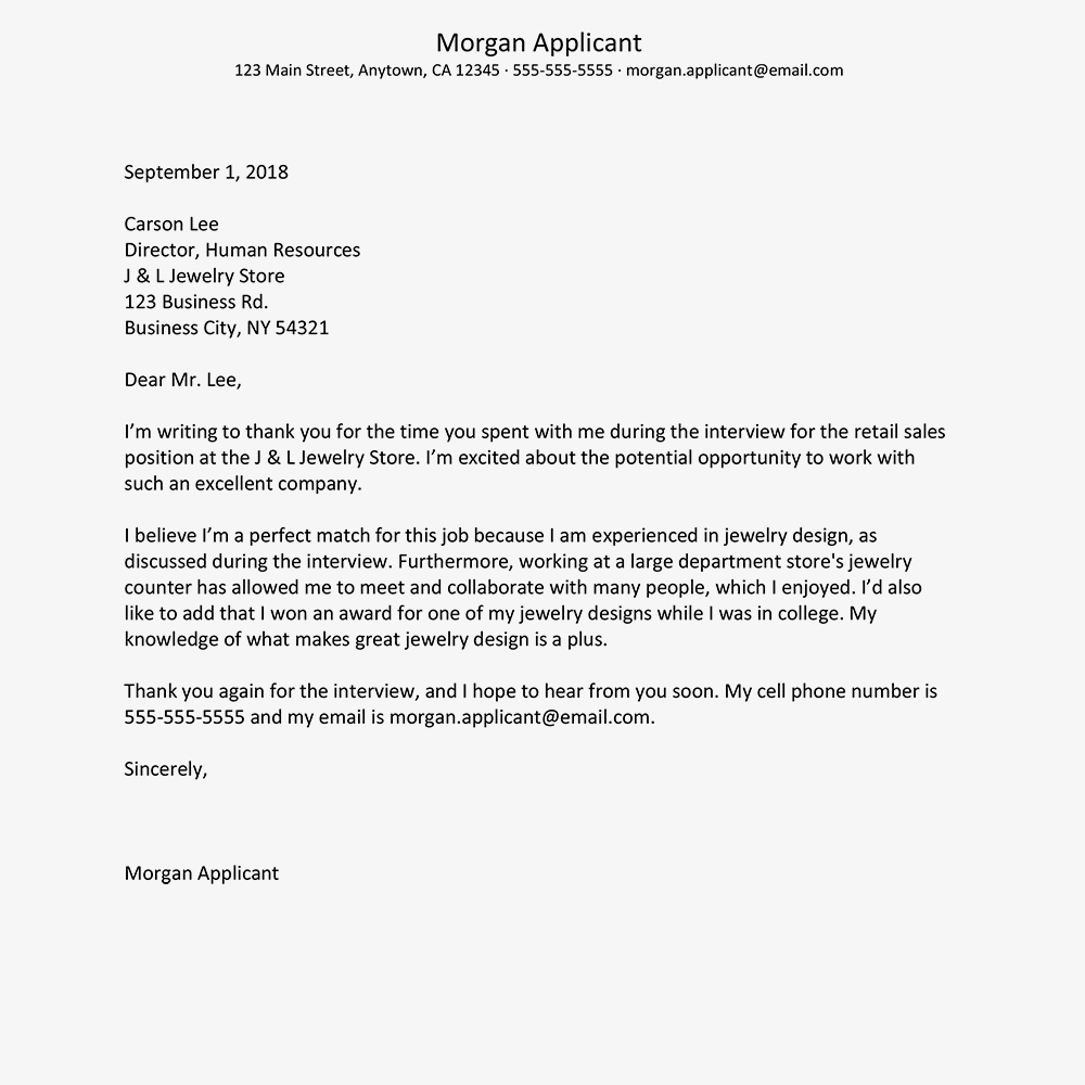 Job Interview Thank You Letter Template 