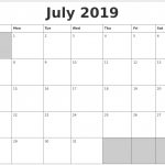 July 2019 Blank Printable Calendar