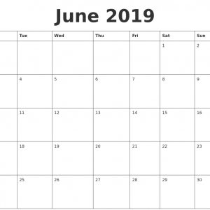 June 2019 Blank Calendar Template