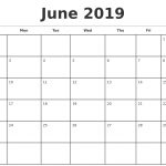 June 2019 Monthly Calendar Template