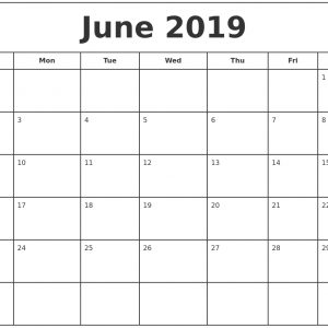 June 2019 Print Free Calendar