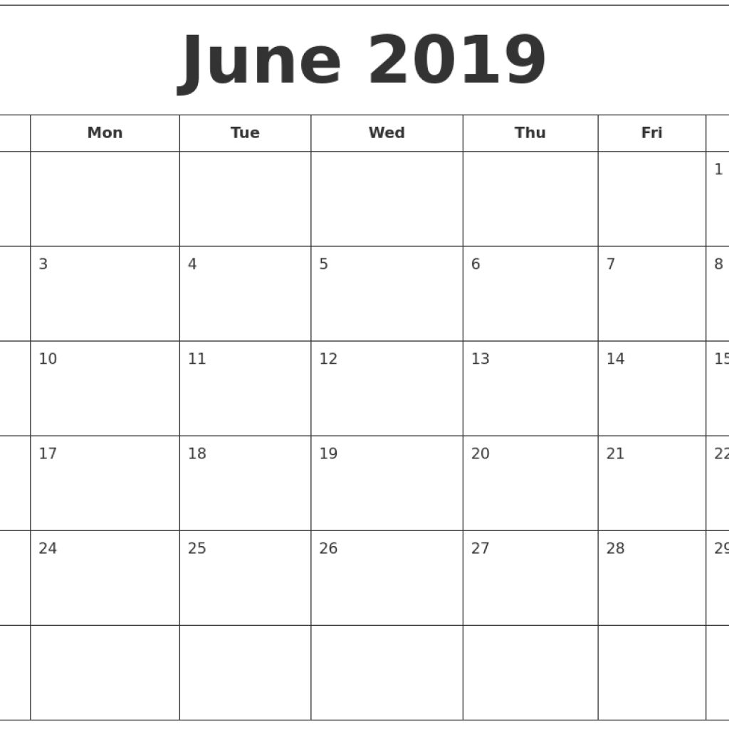 June 2019 Printable Calendar