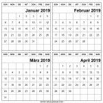 Kalender 2019 Januar Februar Mrz April Vorlage Kalender 4 Monate