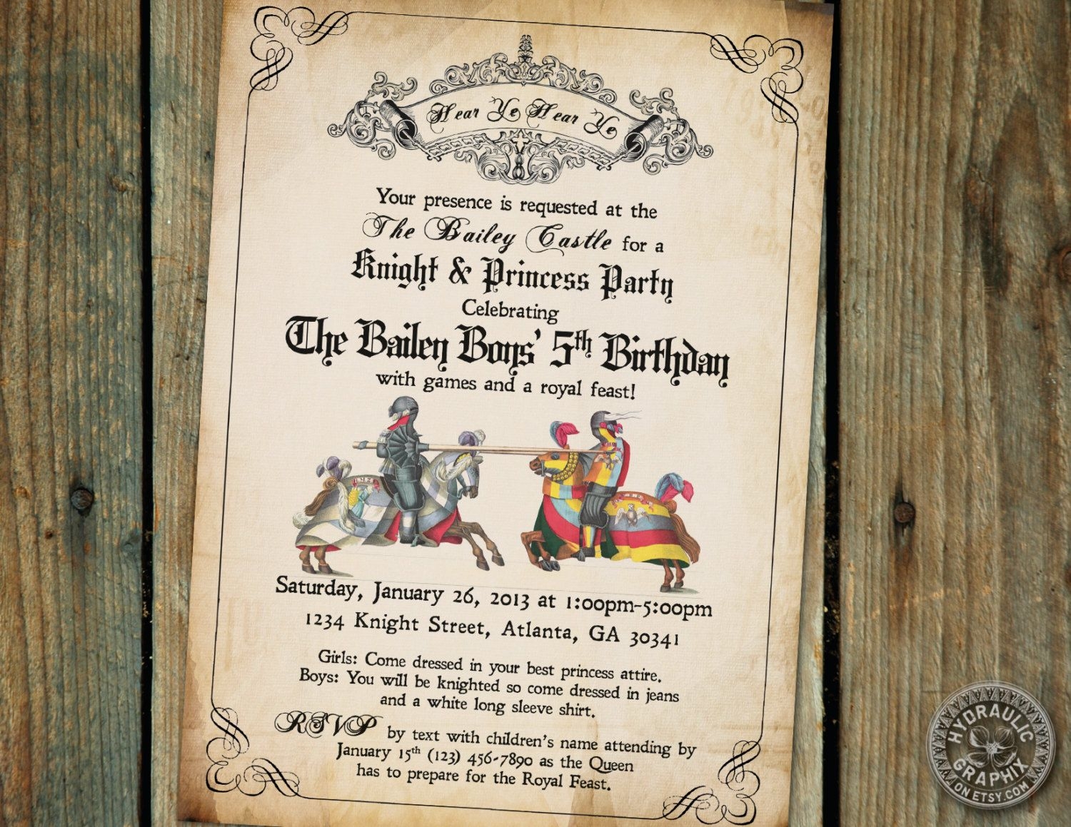 Knight Birthday Party Invitation Printable Medieval Times Invite