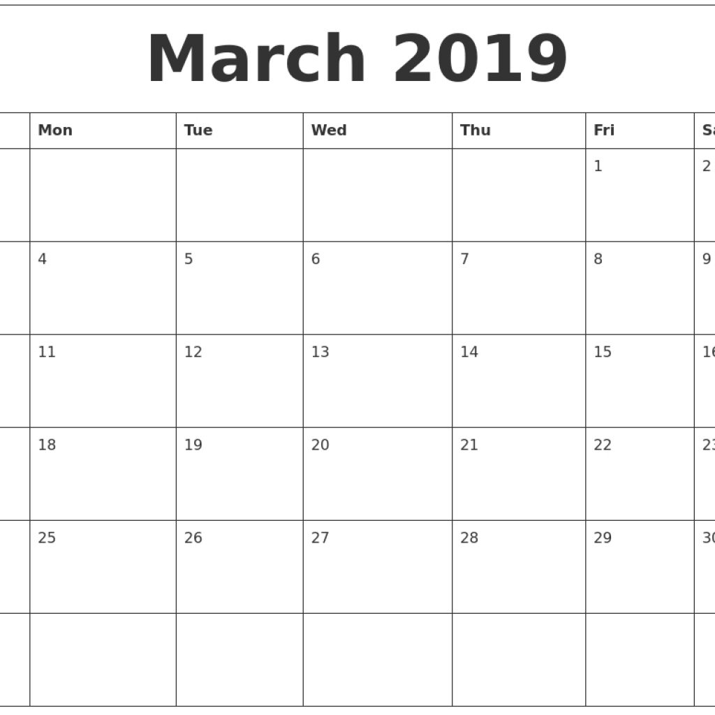 March 2019 Calendar