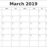 March 2019 Printable Calendar