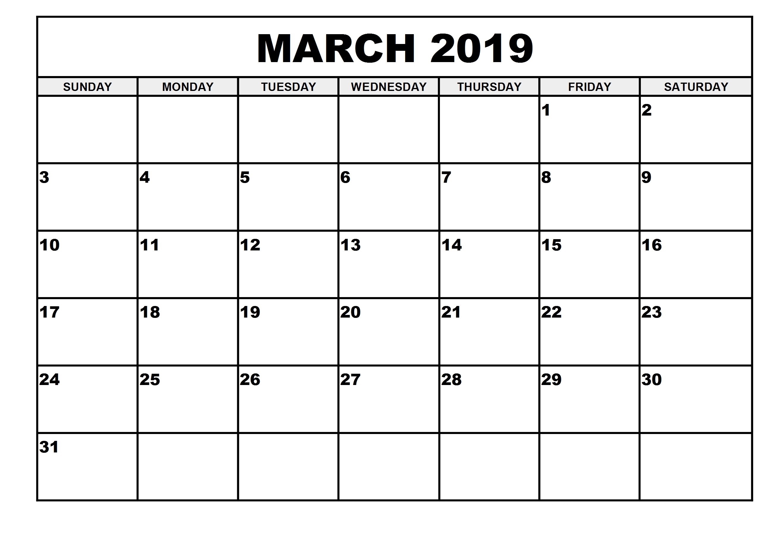 March 2019 Printable Calendar For Word Waterproof Free Printable 