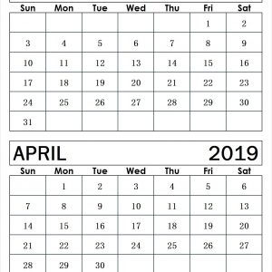 March April 2019 Calendar Template 2019 Calendar Printable