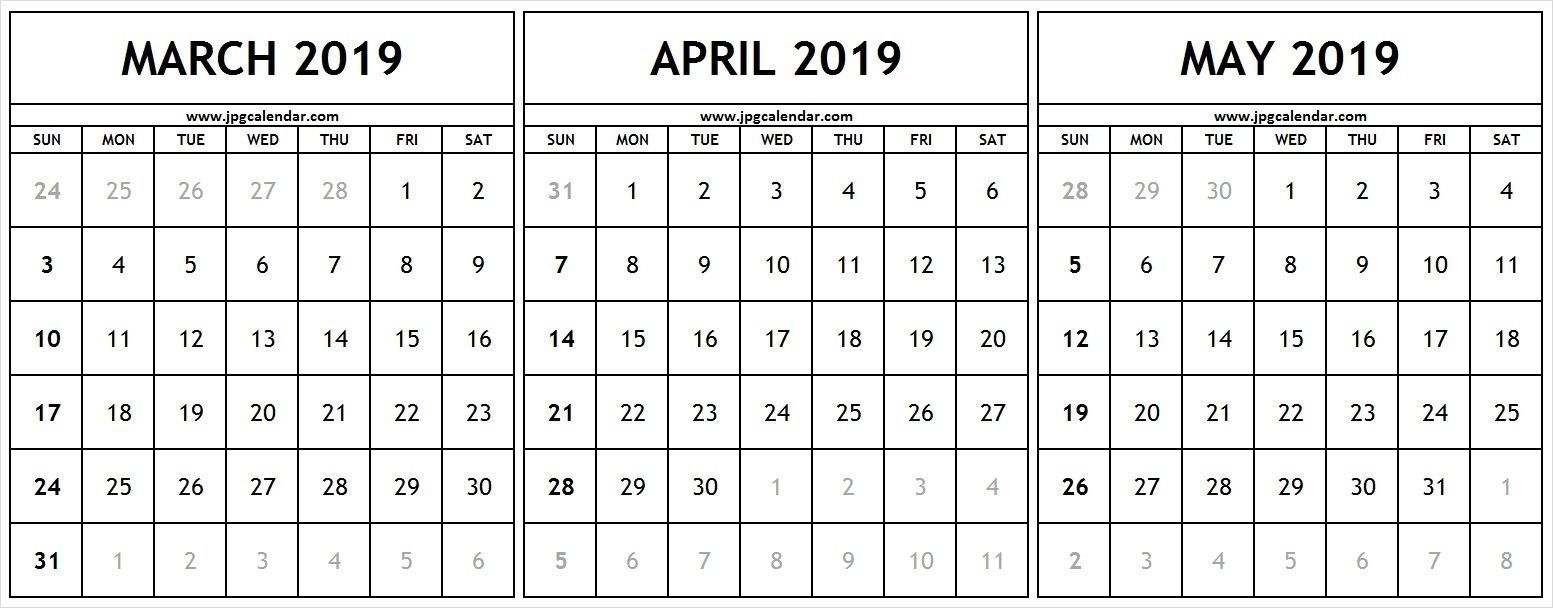 March April May 2019 Calendar March April May 2019calendar 