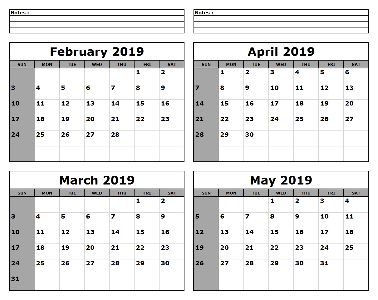 March April May 2019 Calendar Printable March April May 