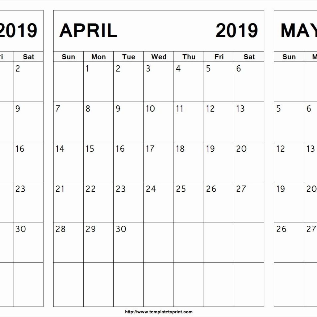 March April May 2019 Calendar Printable March April May