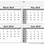 March April May June 2019 Calendar To Print April May June