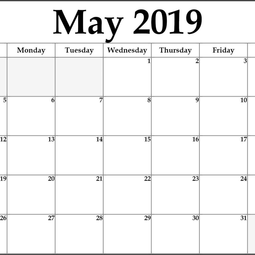 May 2019 Printable Calendar Free Download Free Printable Calendar