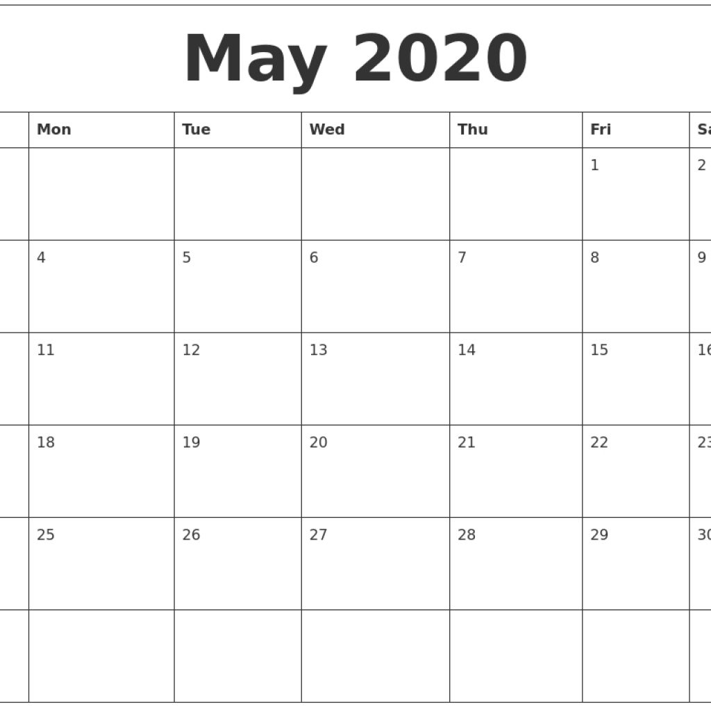 May 2020 Free Printable Calendar Templates