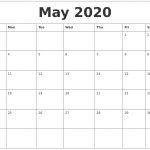 May 2020 Free Printable Calendar Templates