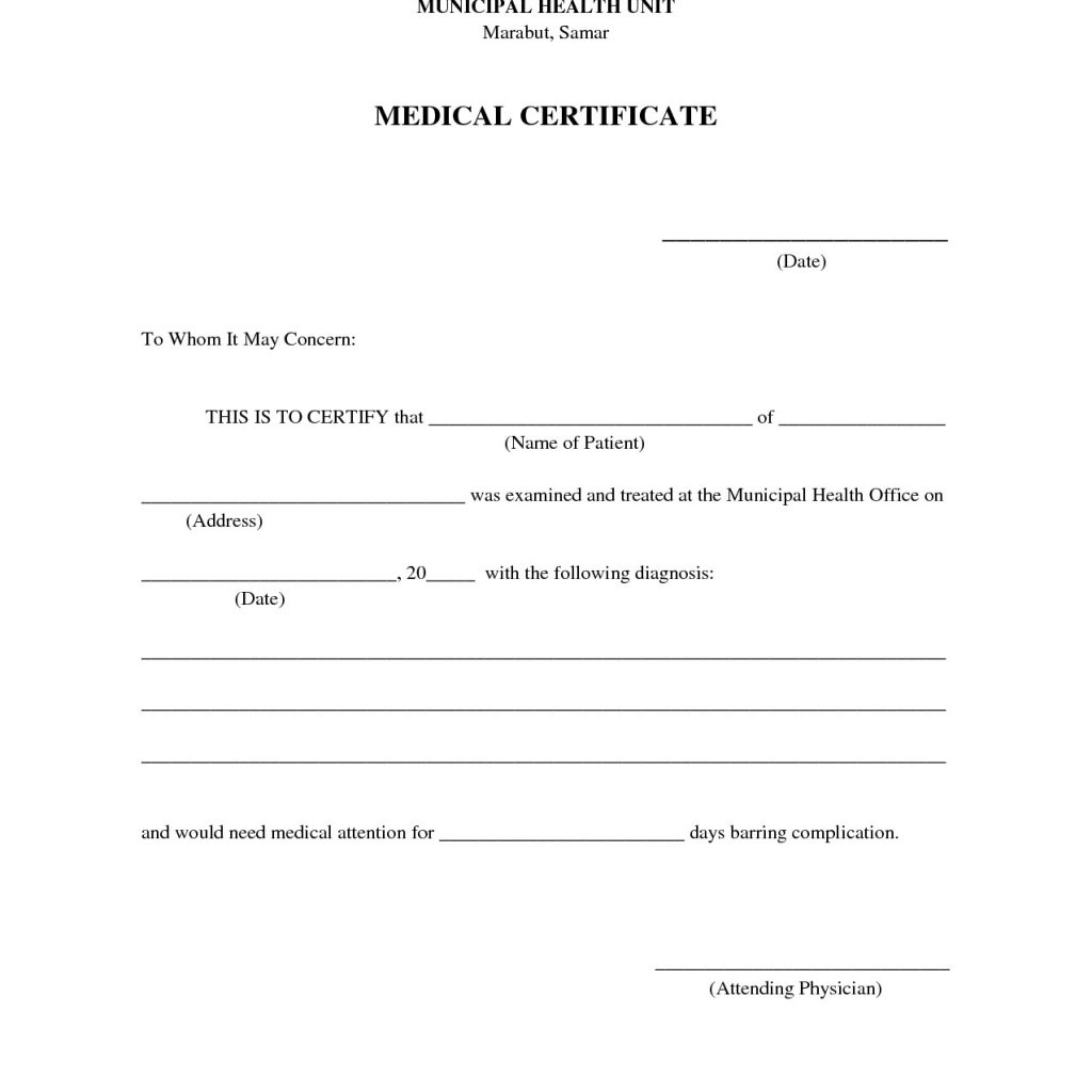 Medical Certificates Templates Image Collections Free Certificates