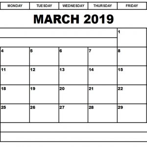 Monthly Blank Calendar Pages March 2019 Printable Template Pdf