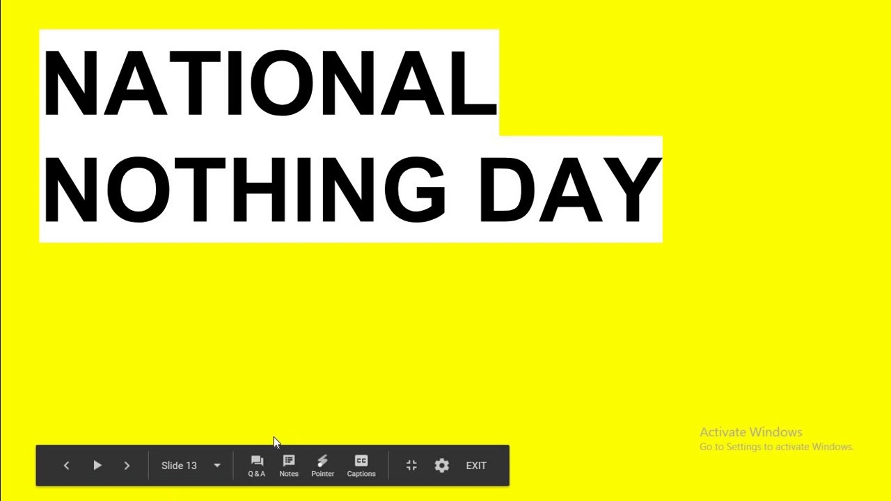 National Nothing Day Youtube 