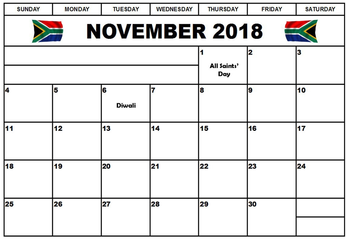 November 2018 Calendar South Africa 