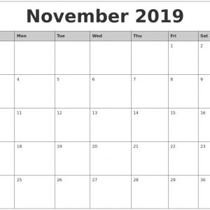 November 2019 Calendar Template Year Printable Calendar