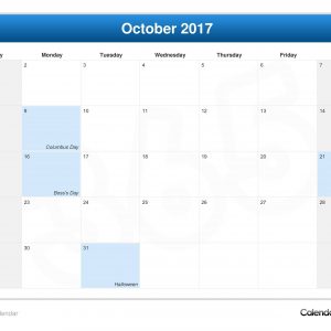 October 2017 Calendar