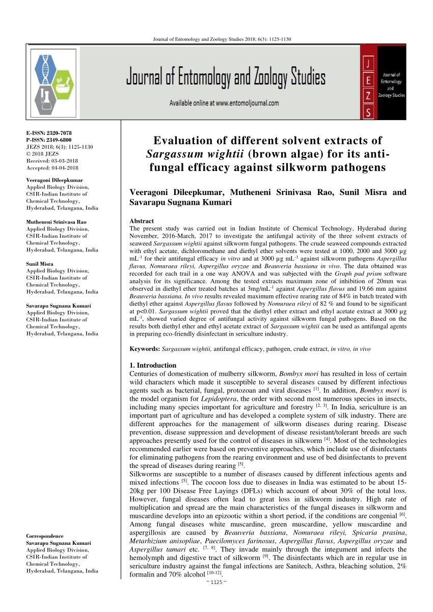 Pdf Evaluation Of Different Solvent Extracts Of Sargassum Wightii 