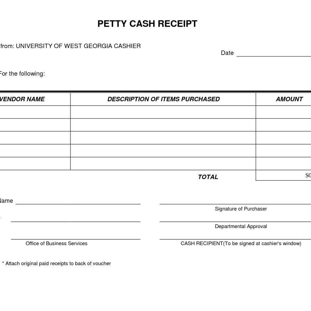 Petty Cash Receipt Form Template Very Simple And Easy To Print I