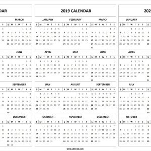 Print Blank 2018 2019 2020 Calendar Template Organize 2019