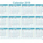 Printable 2019 12 Month Calendar Template On 1 Page Us Edition