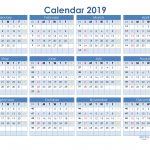 Printable 2019 12 Month Calendar Template On 1 Page Us Edition