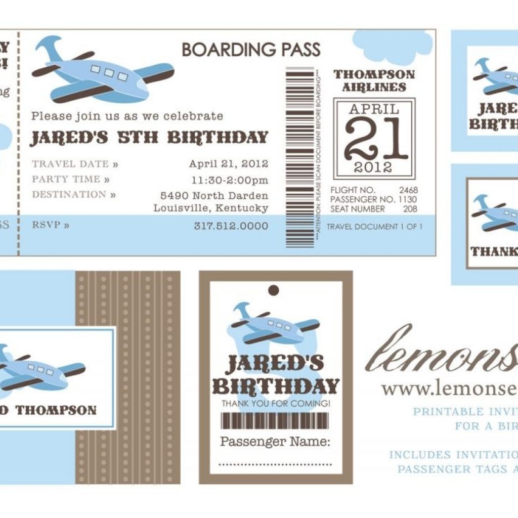 Printable Airline Ticket Invitation Template Fems Tours And