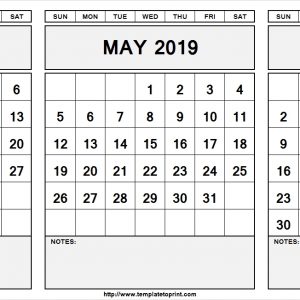 Printable April May June 2019 Calendar With Notes April May June