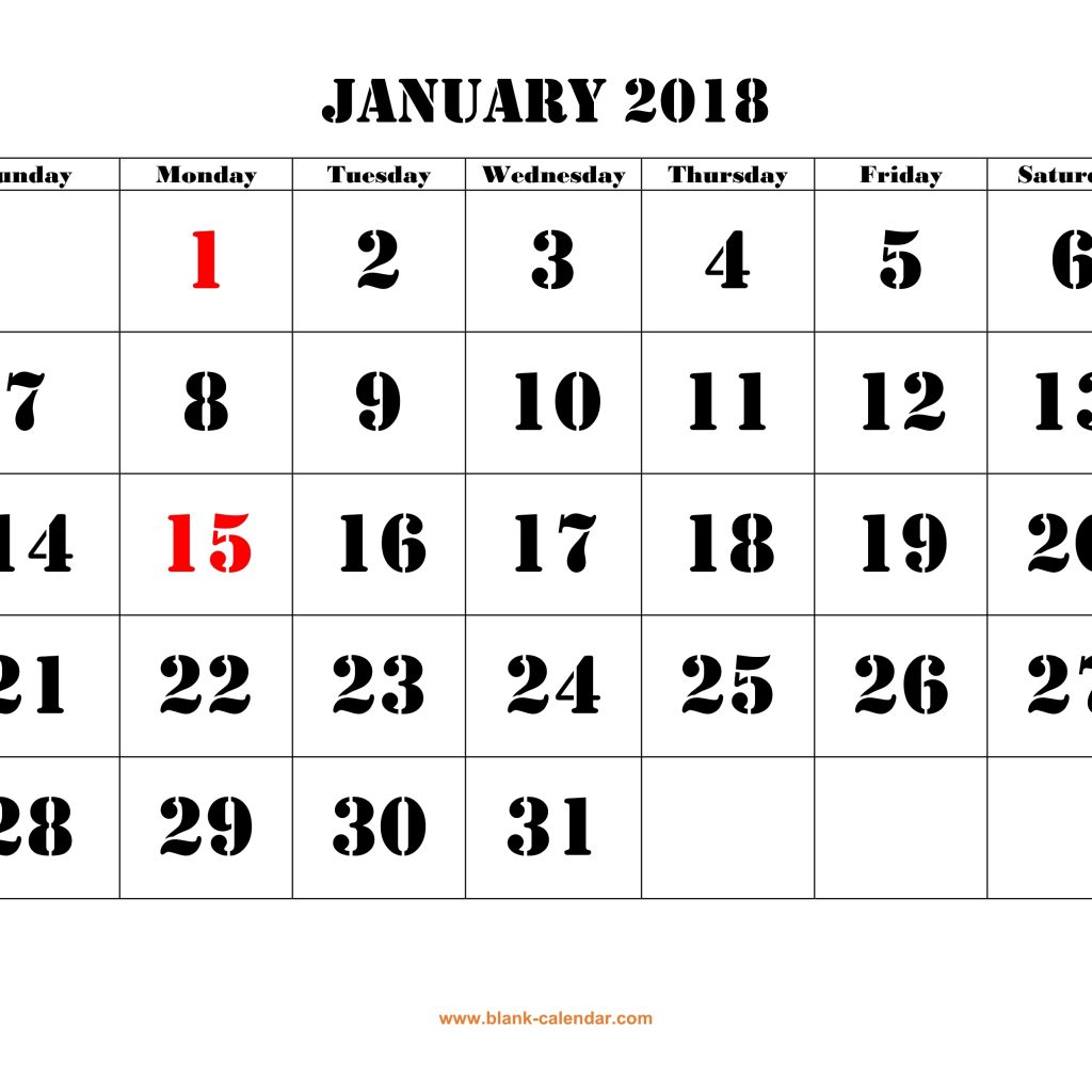 Printable Calendar 2018 Free Download Yearly Calendar Templates