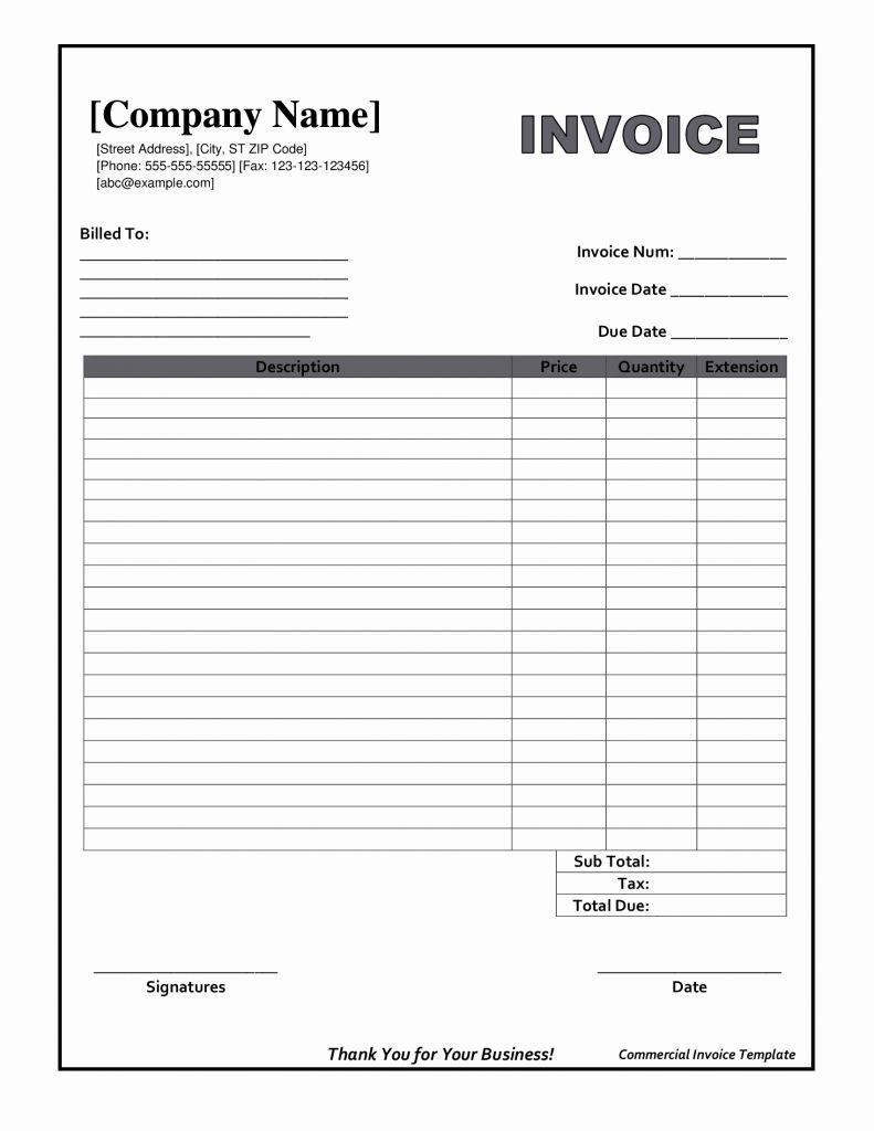 Printable Fillable Invoice Free Blank Forms For Job Invoices Form