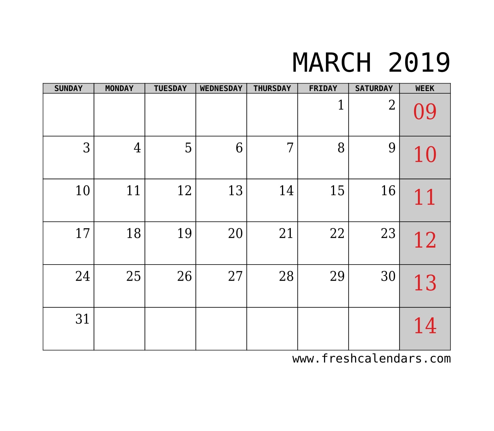 Printable March 2019 Calendar Fresh Calendars