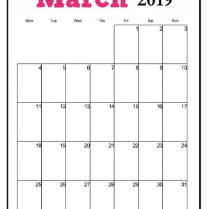 Printable March 2019 Vertical Calendar Maxcalendars Pinterest