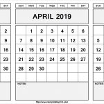 Printable March April May 2019 Calendar With Notes Monthly