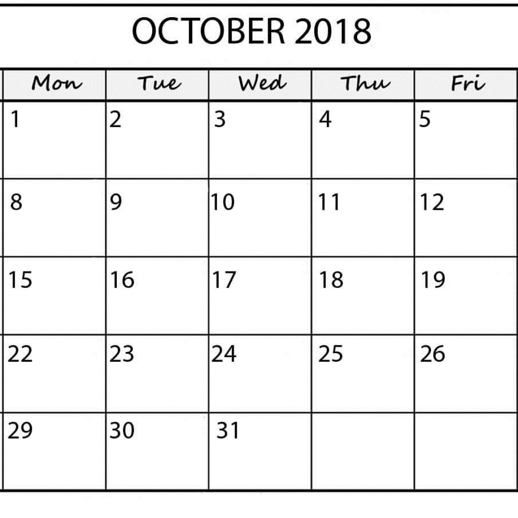 Printable October 2018 Calendar Free Printable Calendar Templates