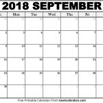 Printable September 2018 Calendar Towncalendars